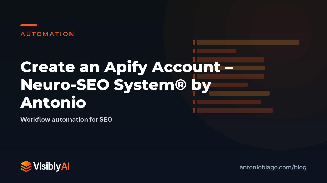 Create an Apify Account