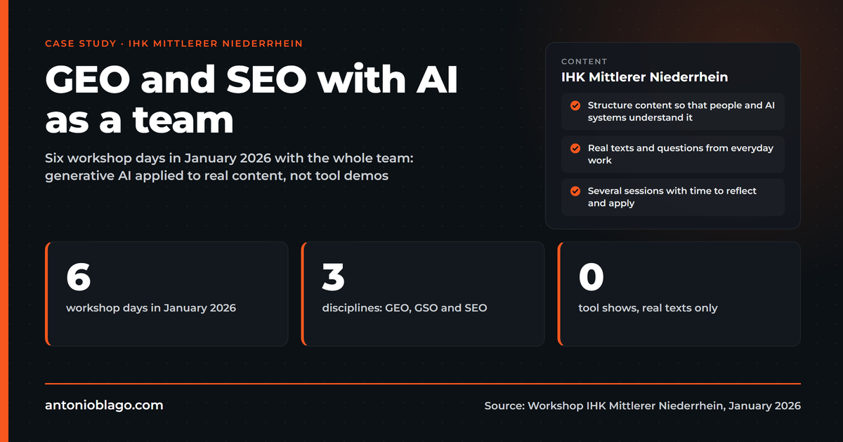 GEO & SEO with AI Workshop at the IHK Mittlerer Niederrhein
