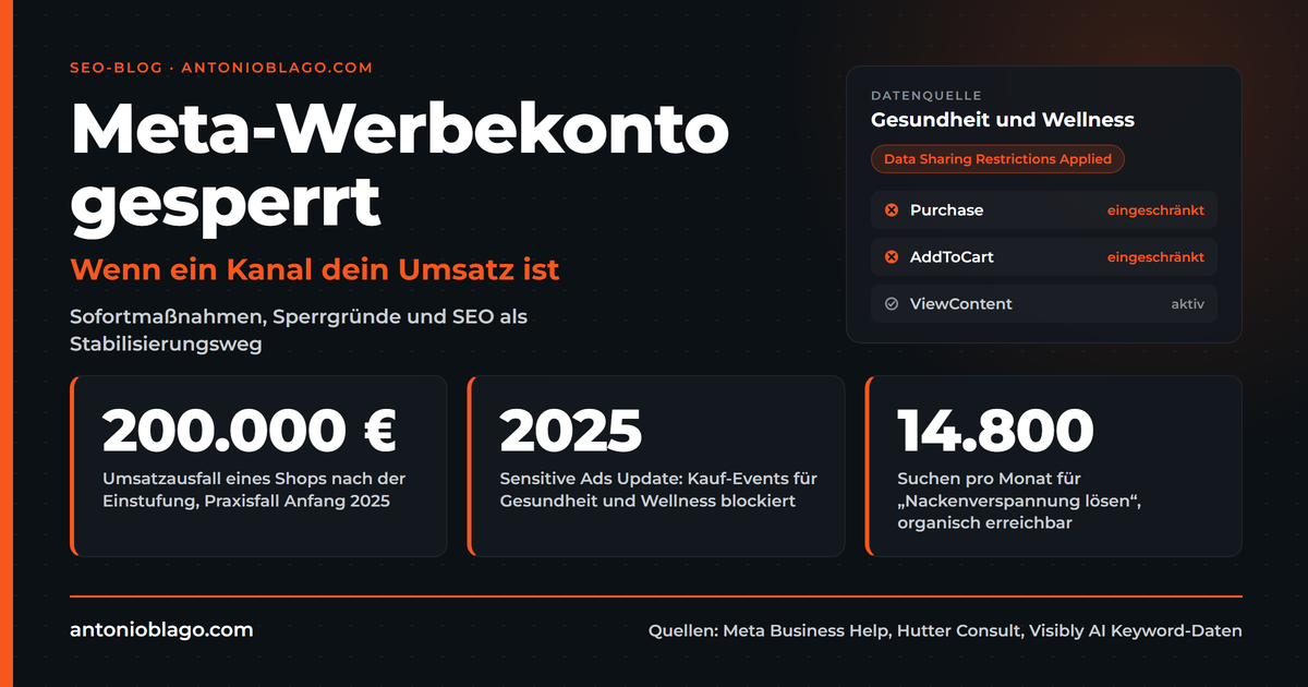 Meta-Werbekonto gesperrt: Wenn ein Kanal dein Umsatz ist