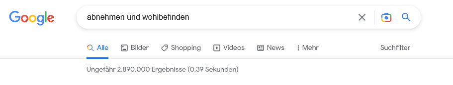 Google Recherche Abnehmen und Wohlbefinden