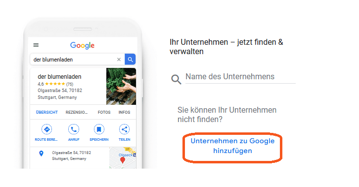 Suche dein Unternhemen auf Google