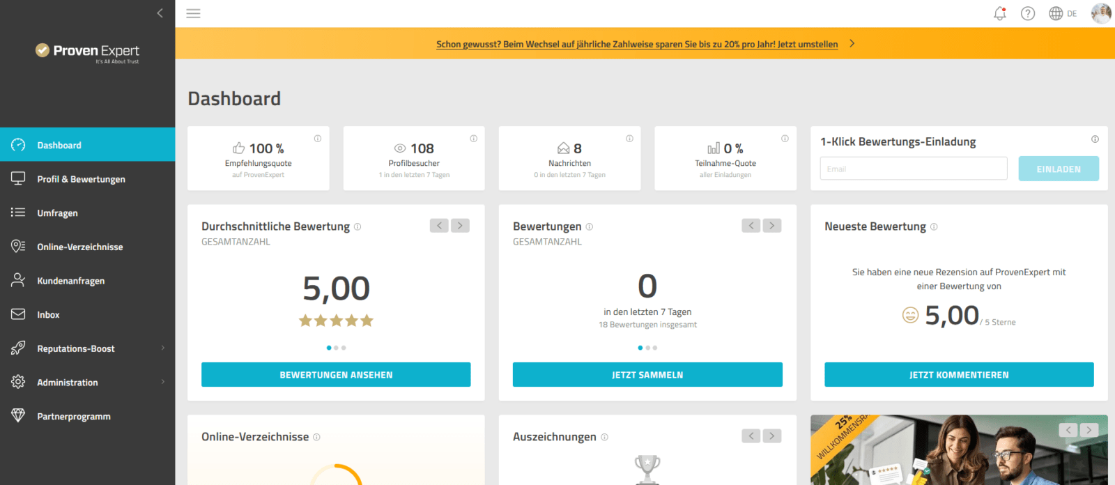 Dashboard Proven Expert Dashboard Proven Expert