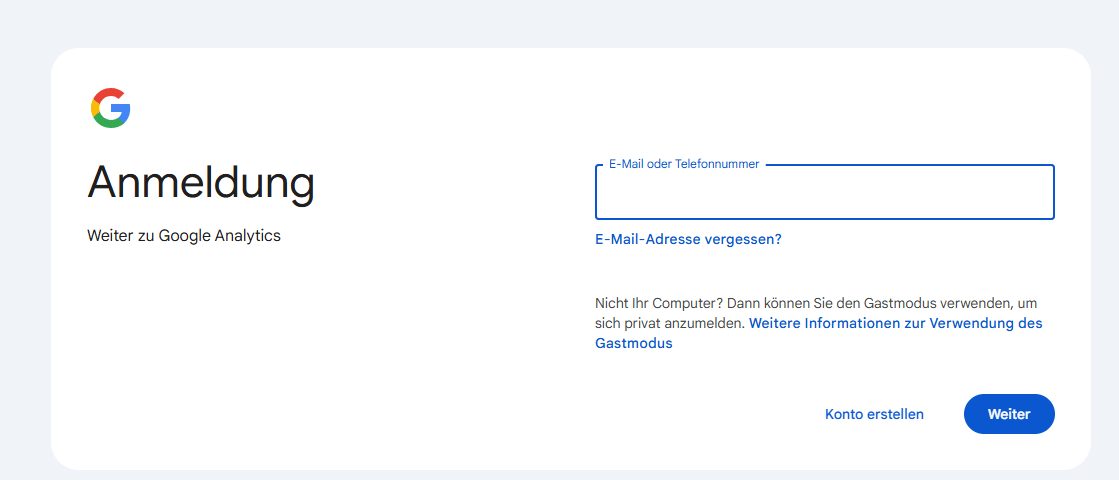 Anmeldung in Google