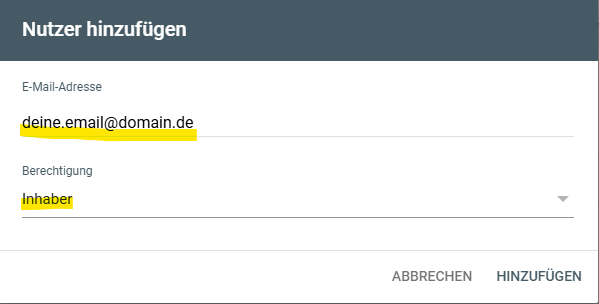Nutzer hinzufügen Email Google Konto Google Search Console Nutzer hinzufügen Email Google Konto Google Search Console