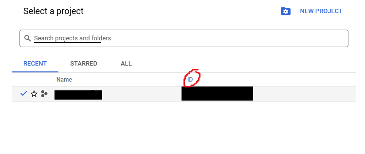 Projekt ID Google Big Query
