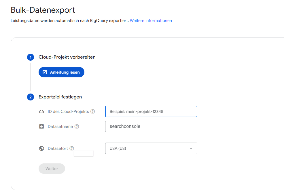 Zu Biq Query hinzufügen