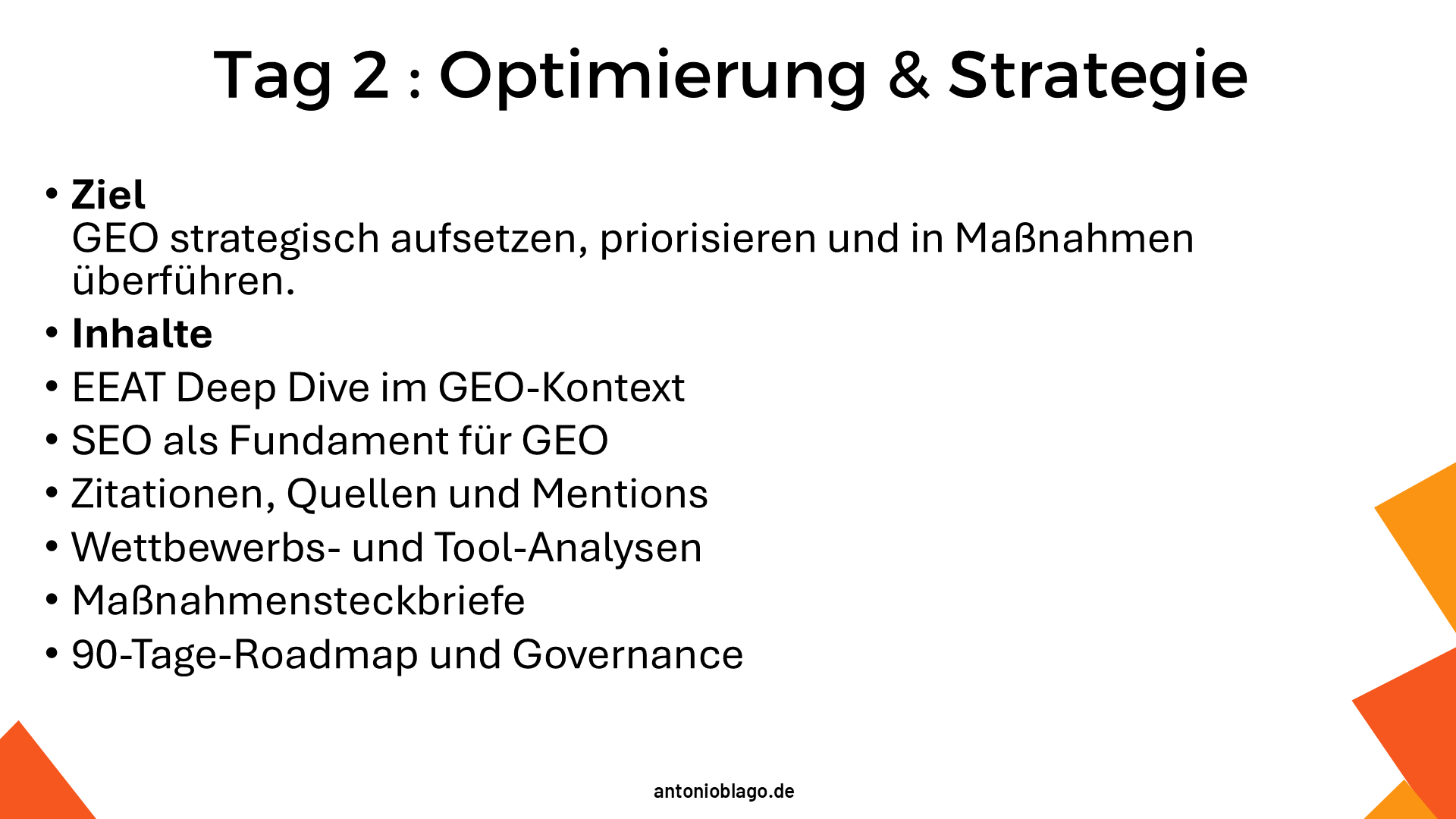 Tag 2 Agenda Tag 2 Agenda